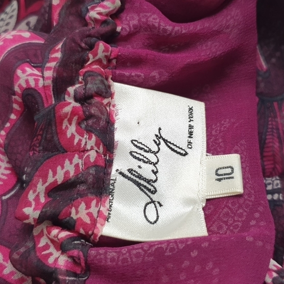 Milly 100% Silk Paisley Bell Sleeves Top - Picture 5 of 10